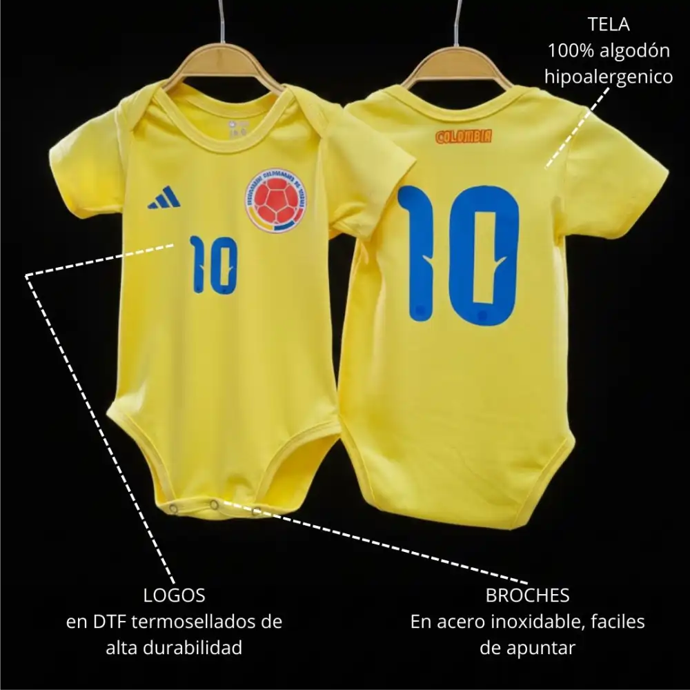 Body Bebé Selección Colombia Mundial | 100% Algodón Suave y Cómodo